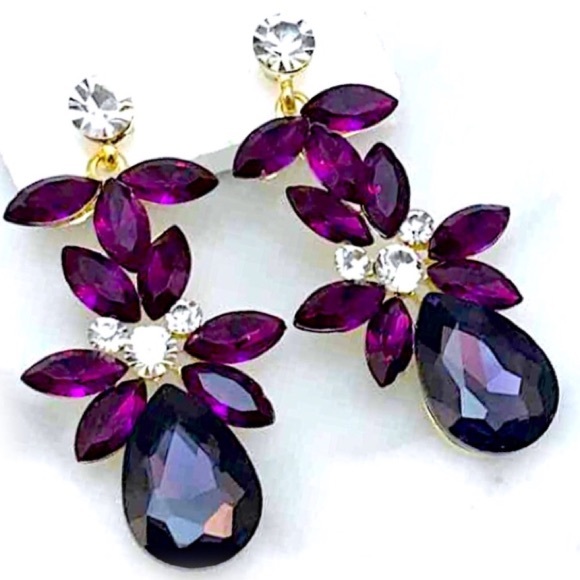Cherryl's Jewelry - NEW PROM PAGEANT Purple Crystal Formal Earrings